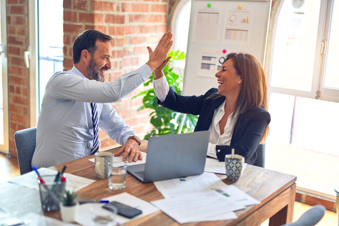 Professional celebrating career success