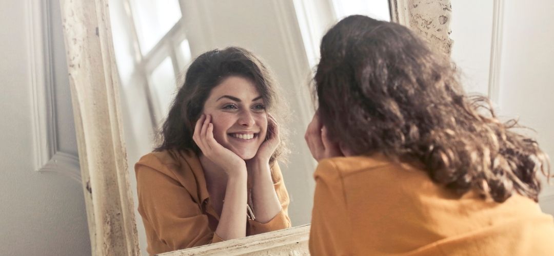 person mirror reflection confidence self-esteem inner strength empowerment